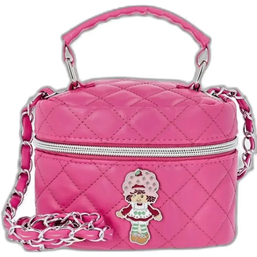Strawberry Shortcake Girls Mini Quilted Faux Leather Crossbody Bag Pink NEW